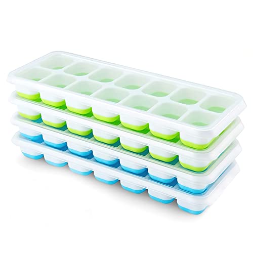 Eco-Friendly Ice Cube Trays 4 Pack, Airabc Silicone Kit
