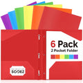 upgraded Sooez Plastic Folders with Pockets and Prongs, 6 for Daily Use