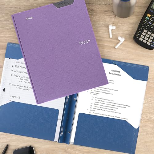 Eco-Friendly Five Star 2-Pocket Folder, Plastic Folder with Stay-Put Tabs and