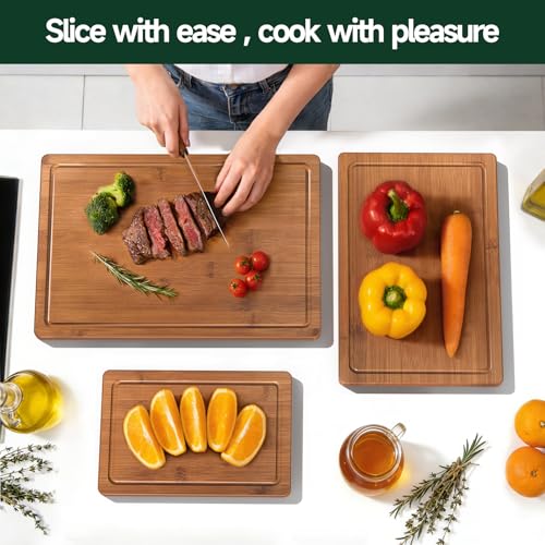 Classic 3-Piece Set Bamboo Cutting Board for Kitchen Set