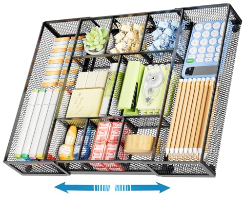 Minimalist Marbrasse Expandable Desk Drawer Organizer, Mesh Drawer Organizer Essentials