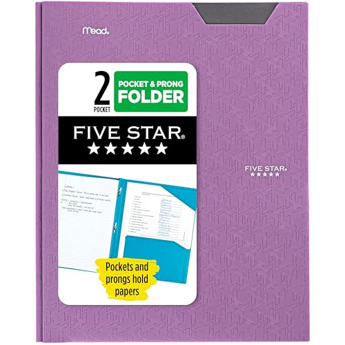 Eco-Friendly Five Star 2-Pocket Folder, Plastic Folder with Stay-Put Tabs and