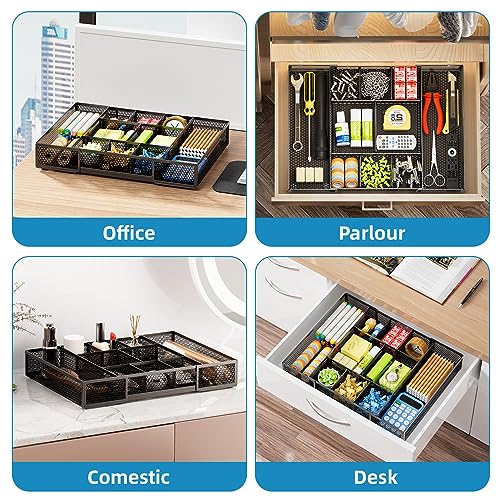 Minimalist Marbrasse Expandable Desk Drawer Organizer, Mesh Drawer Organizer Essentials